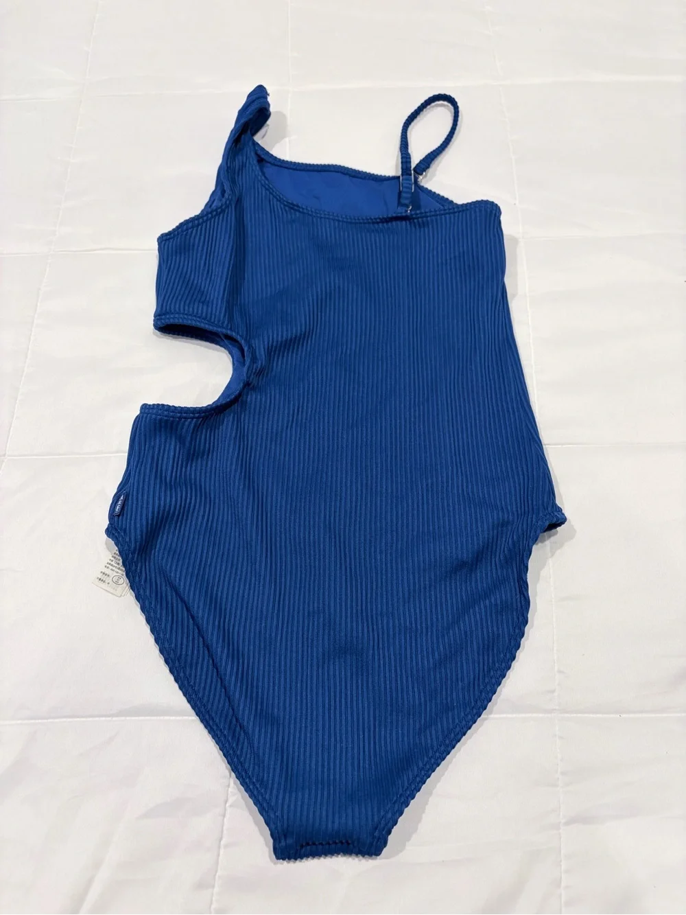 abercrombie kids Royal Blue Ribbed One-Shoulder Cutout Swimsuit